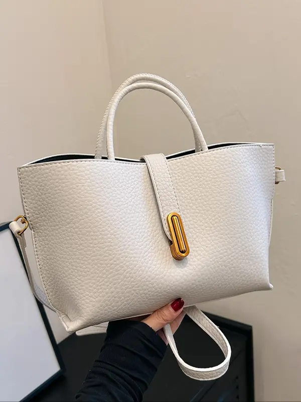 Women's Elegant Solid Color Handbag, Fashionable Crossbody Bag for Daily Used, Casual Trendy Versatile High-quality Daily Commuting Bag Textured Handbag 3