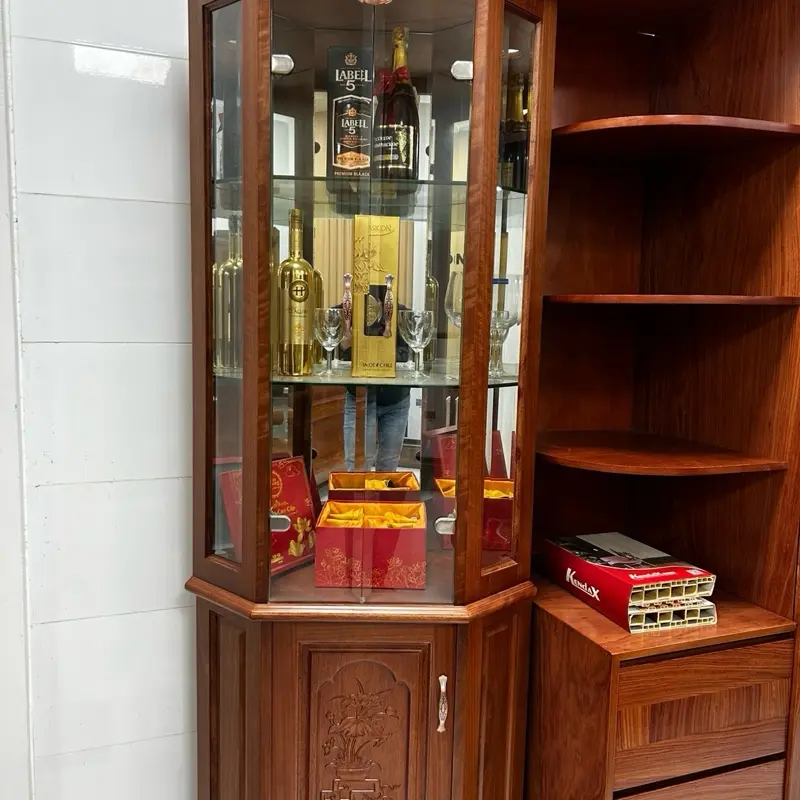 Tủ góc trang trí gỗ xoan đào và gỗ sồi kích thước rộng 60,80,100 cao 2m