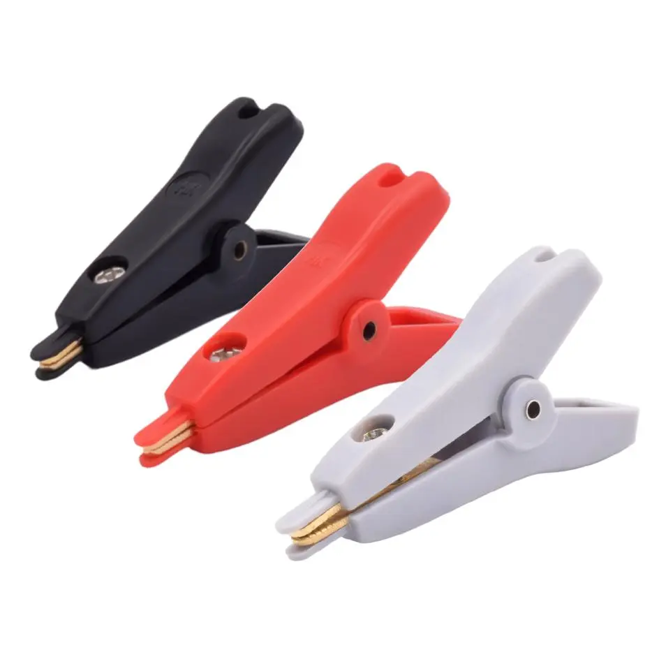 Insulated 5A Flat Crocodile Clip, 52mm LCR Kelvin Copper Brass Alligator Clamp, Cable Battery Metal Test Clips