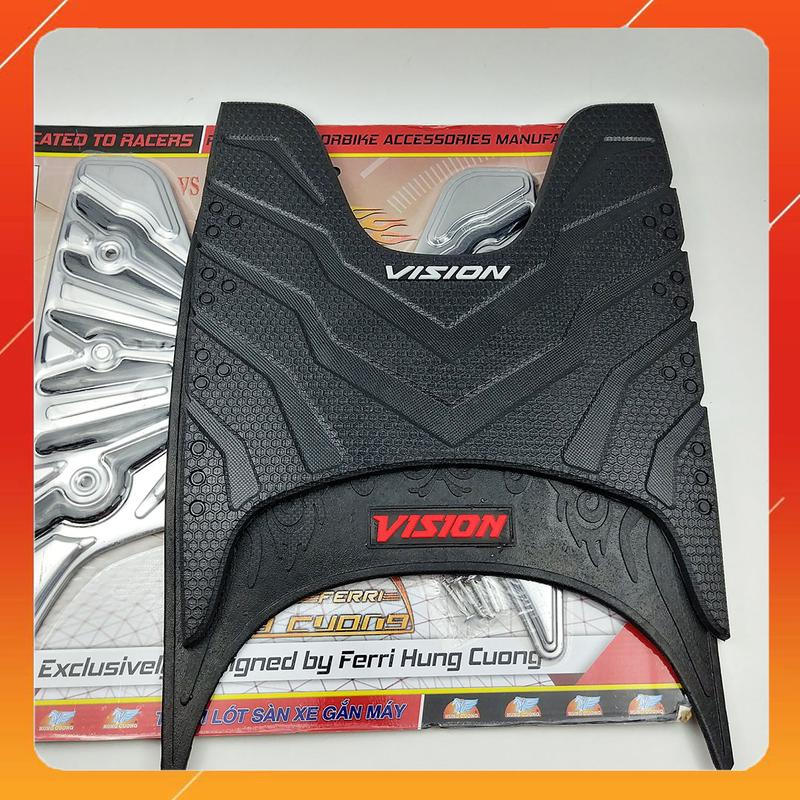 Thảm lót để chân xe Vision năm 2021 2022 2023 2024 2025 tấm trải sàn gác chân trước cao su, inox đời mới nhất