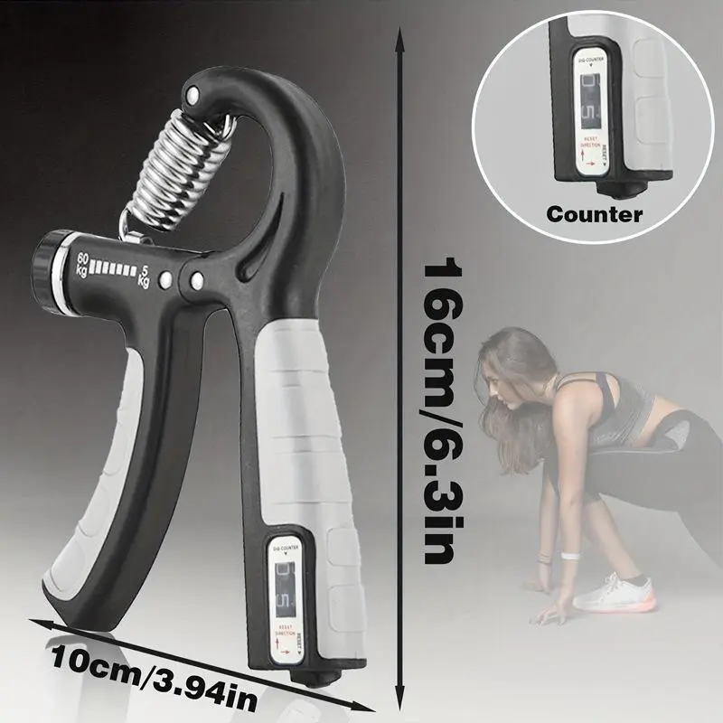Adjustable Mechanical Counting Grip Strength Trainer, Hand Strengthener, Finger Rehabilitation Training Equipment for Home Gym 1