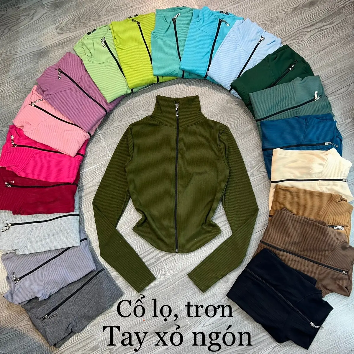 Áo Khoác Ủ Kem Cổ Lọ KHÔNG TÚI mã K15, Tay Xỏ Ngón