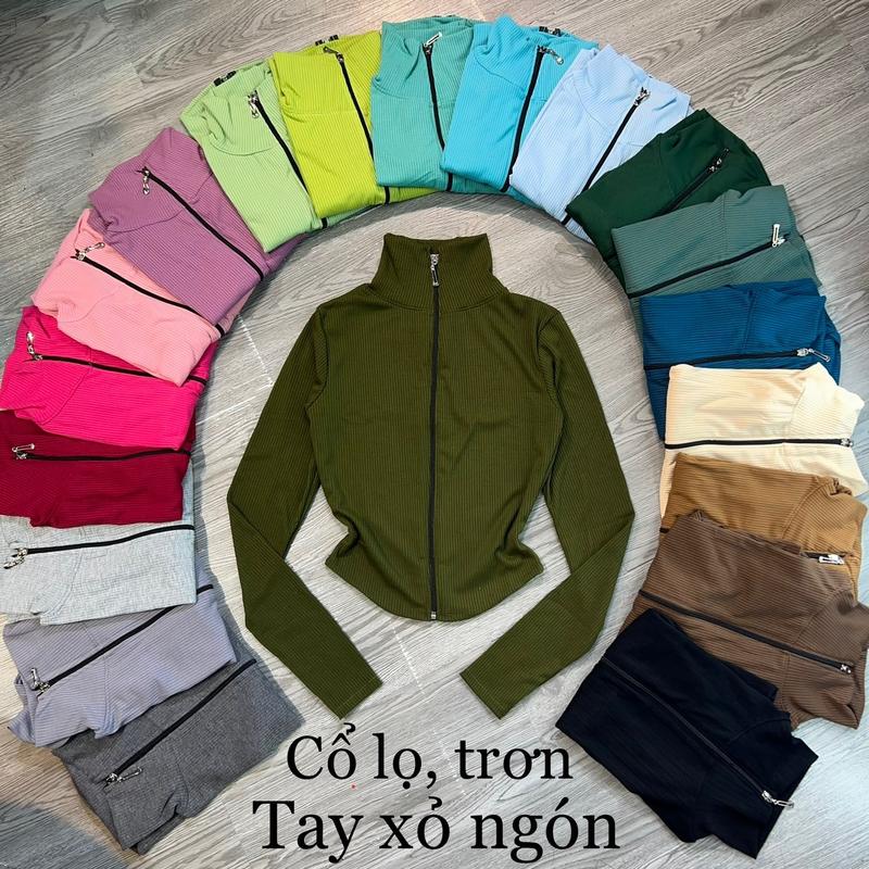 Áo Khoác Ủ Kem Cổ Lọ Nữ Thun Trơn mã K15, Tay Xỏ Ngón