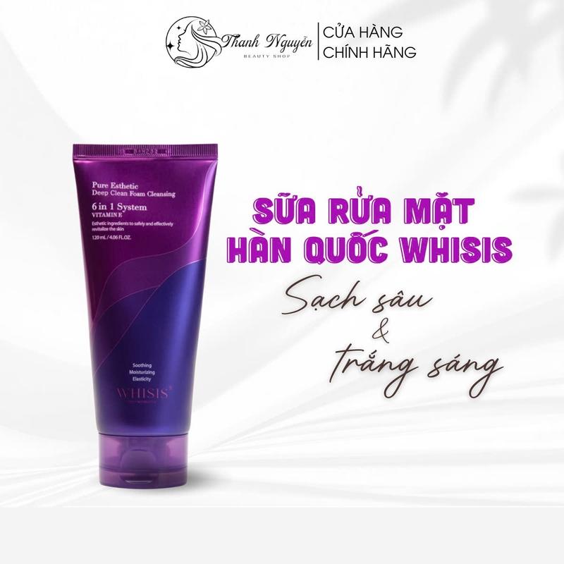 Sữa Rửa Mặt Trắng Da Vitamin E WHISIS Pure Esthetic Deep Clean Foam Cleansing 120ml Nữ