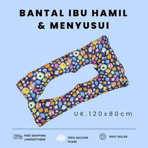 Bantal Ibu Hamil dan Menyusui ukuran Jumbo 120x 80 cm / Maternity Pillow, Bantal Bumil dan Busul Bahan Silicon Premium Katun Busui