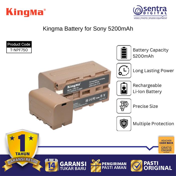 Gambar Kingma T-NPF750 5200mAh Battery for Sony NPF Series Camcorders & LED Panel Lights dari Sentra Digital Kota Surabaya Tokopedia
