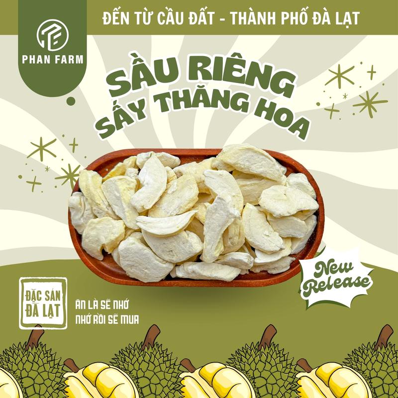 Sầu Riêng Sấy Thăng Hoa - [phanfarm_shop] - Hương Vị Béo Ngậy - Giòn Tan - Thơm Ngon - Ăn Vặt - Thức Ăn - Snack - Food