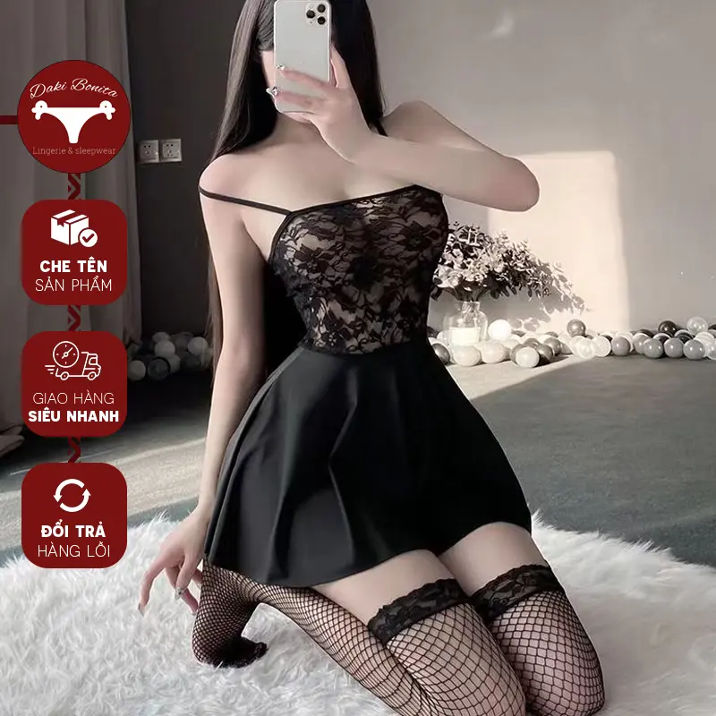 Đầm ngủ 2 dây DK198 thiết kế váy thun dáng xòe sang trọng