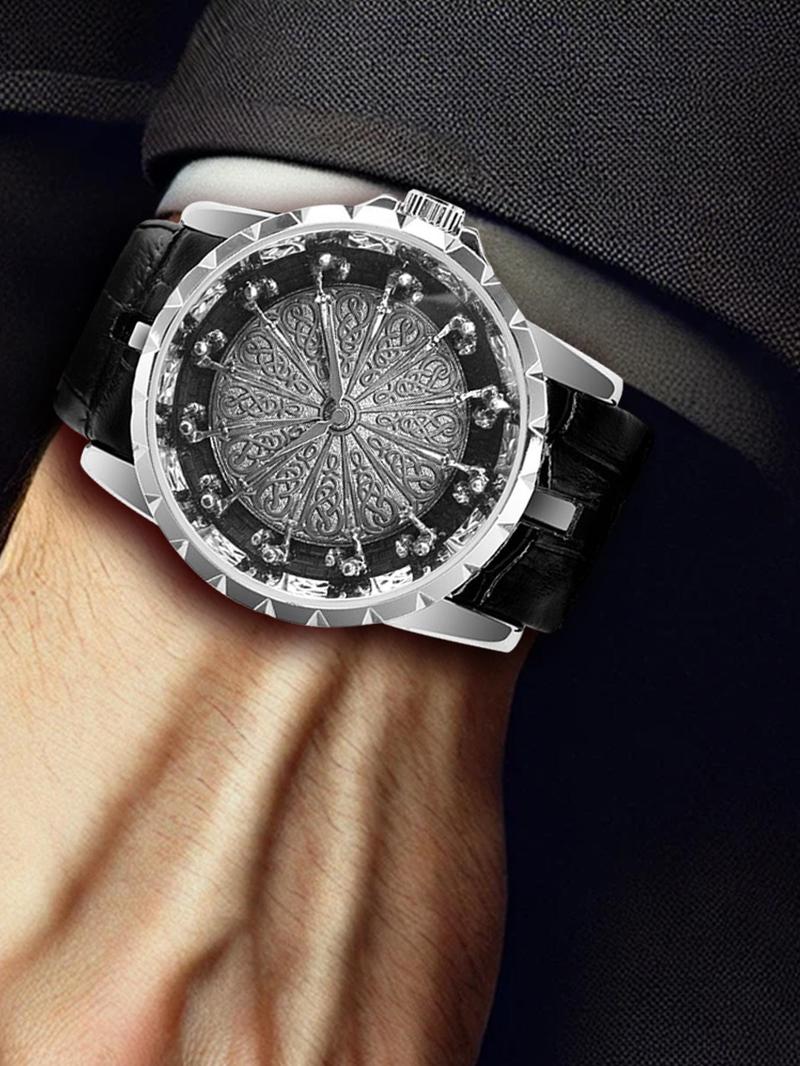 Product Introduction of Men's Fashion Round Dial Quartz Watch, Fashion Watch for Party, Daily Clothing Decor, Trendy All-match & Exquisite Watch for Birthday Gift with Box 4