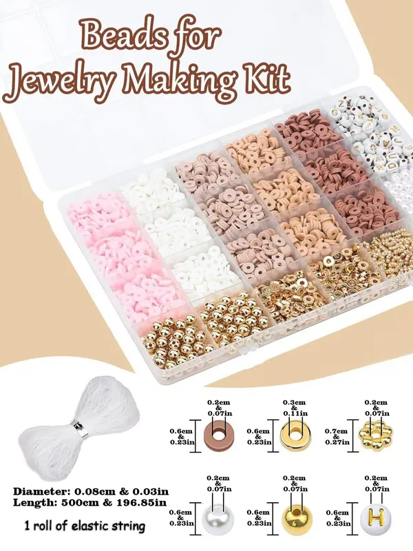 Friendship Bracelet Making Kit, Mixed Color Clay Beads & Letter Beads & Spacer Beads, DIY Jewelry Making Kit, Jewelry Making Supplies for Bracelet Necklace Earrings Christmas Gift, Christmas Gifts for Girlfriend 1
