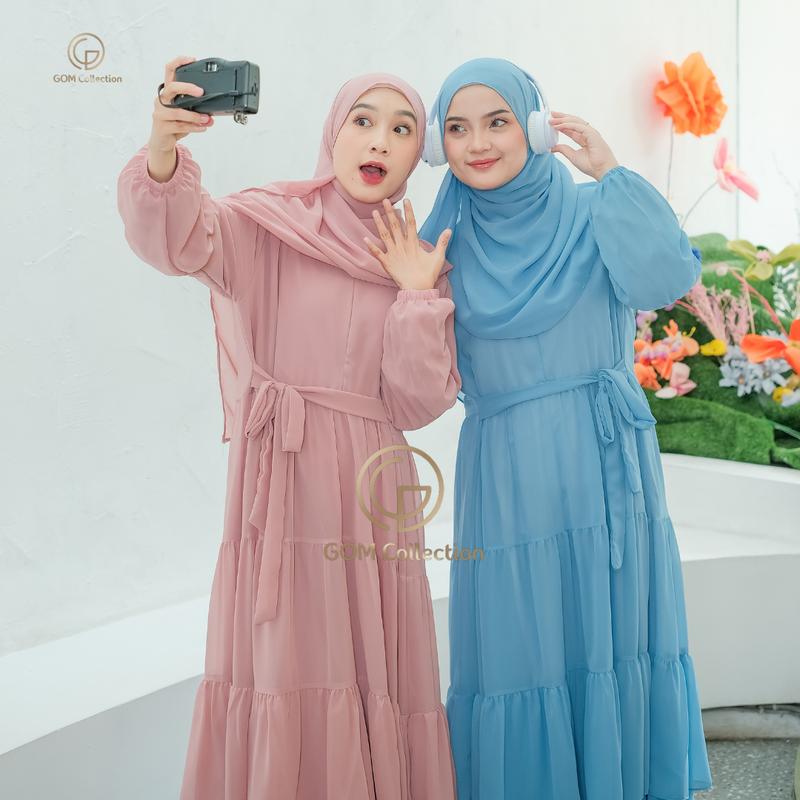 Zalwa Set Syari Gamis Set Hijab Pashmina Terbaru Dress Mewah 8