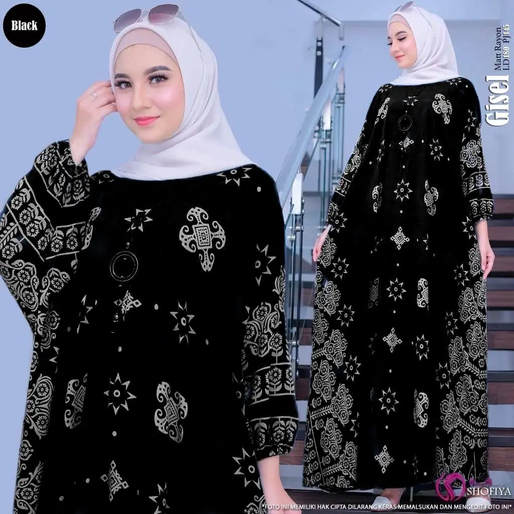 KAFTAN WANITA MOTIF GISEL KAFTAN JUMBO TERBARU DRESS SUPER JUMBO LD 180 DASTER BATIK BUSUI ZIPPER DEPAN GAMIS RAYON BATIK COTTON Muslim Panjang