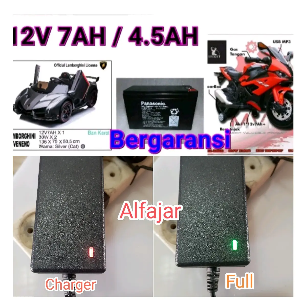 Charger HD 152 FLH-D1210 Motor Mobil Mainan Accu Yang Menggunakan Tegangan 12V 7Ah 12V 4,5Ah Control