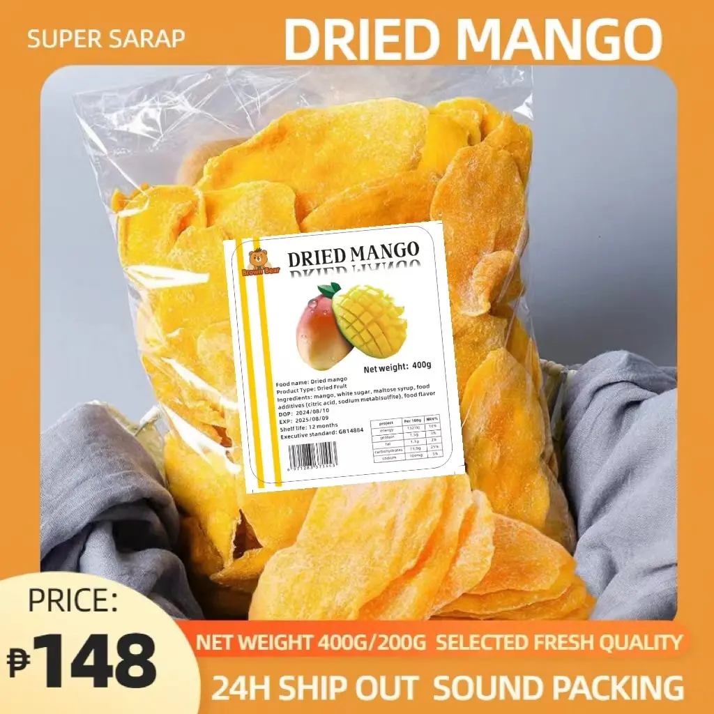 【Sarap Dried Mango】Selected new mango dried mangoes dried vegetable chips dried mangos driedmango  natural fruit dry bagasty mango dry office snack high-quality fruit no artificial sweeteners 200g/400g(Export Quality)