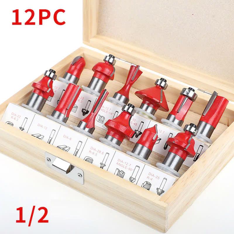 Bộ 12 Mũi phay gỗ Cốt 6.35mm và 12.7mm - Muwang Thương hiệu uy tín