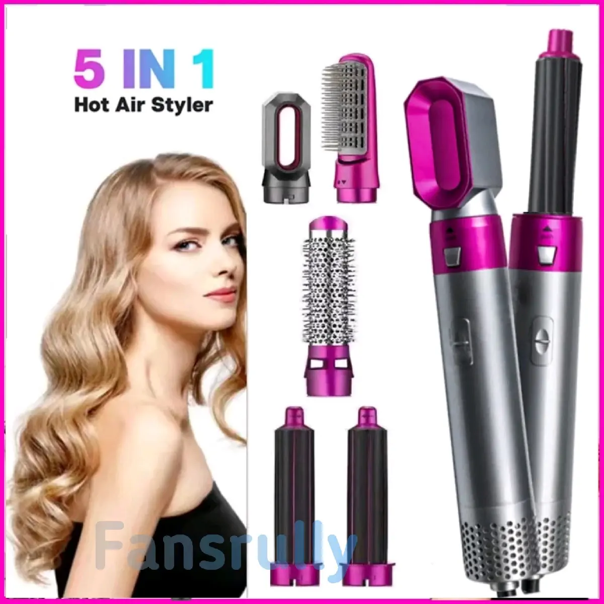 Hair Dryer Hot Air Brush Styler 5 IN 1 Elektrik Untuk Pelurus Rambut Sisir Panas Rambut Curlinh Otomatis Professional Curling Iron Alat Styling Pengering Rambut