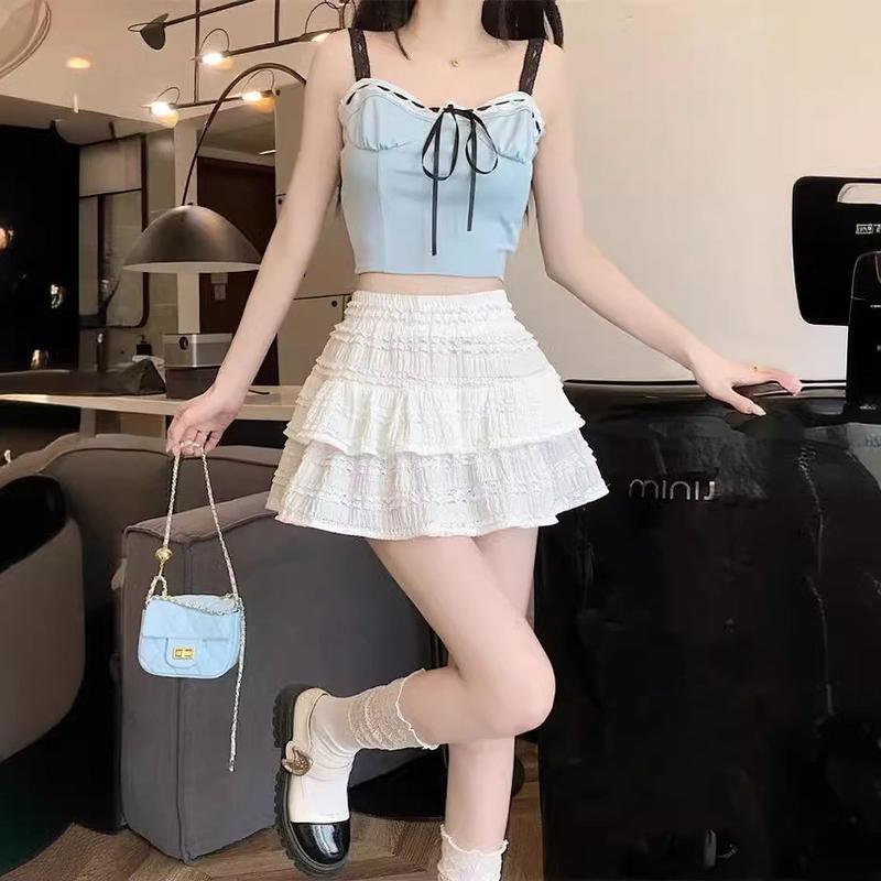 Product Introduction of Korean Ruffled Pleated Skirt Women High Waist A Line Mini Skirtrou】 2