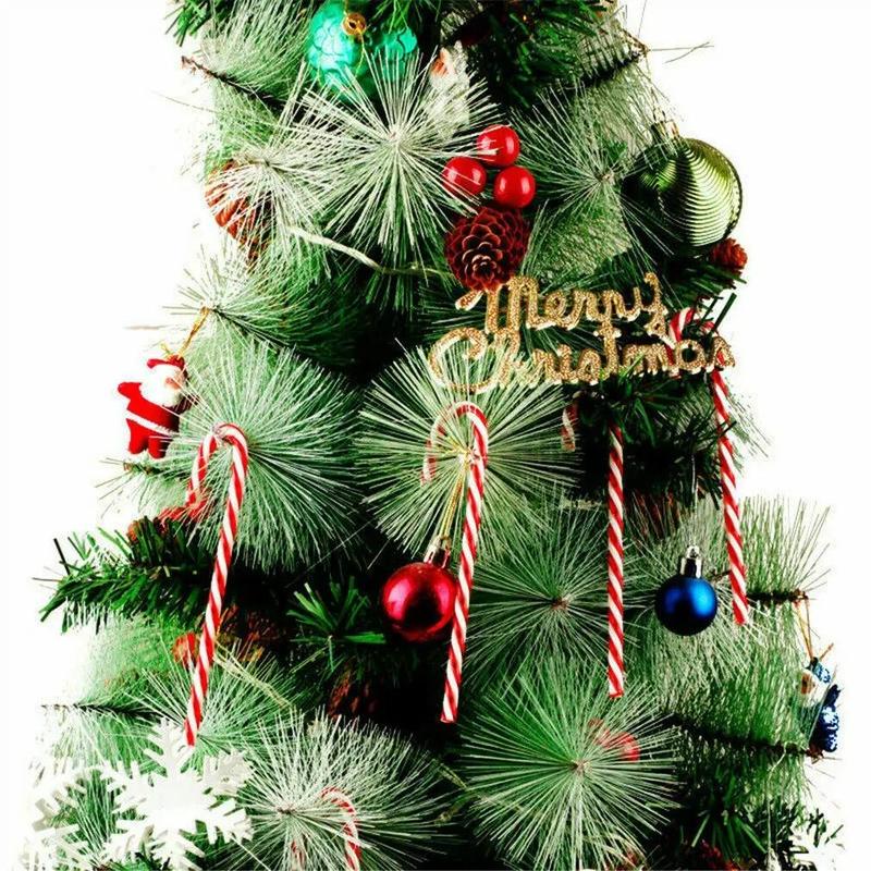 Product Introduction of 10Pcs Christmas Candy Cane Pendant Xmas Tree Craft Hanging Ornaments Home Party Gifts Christmas Green Red Lollipops Decorations 8