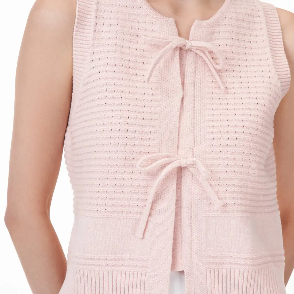 THECLOSETLOVER GINATA RIBBON KNIT TOP IN PINK