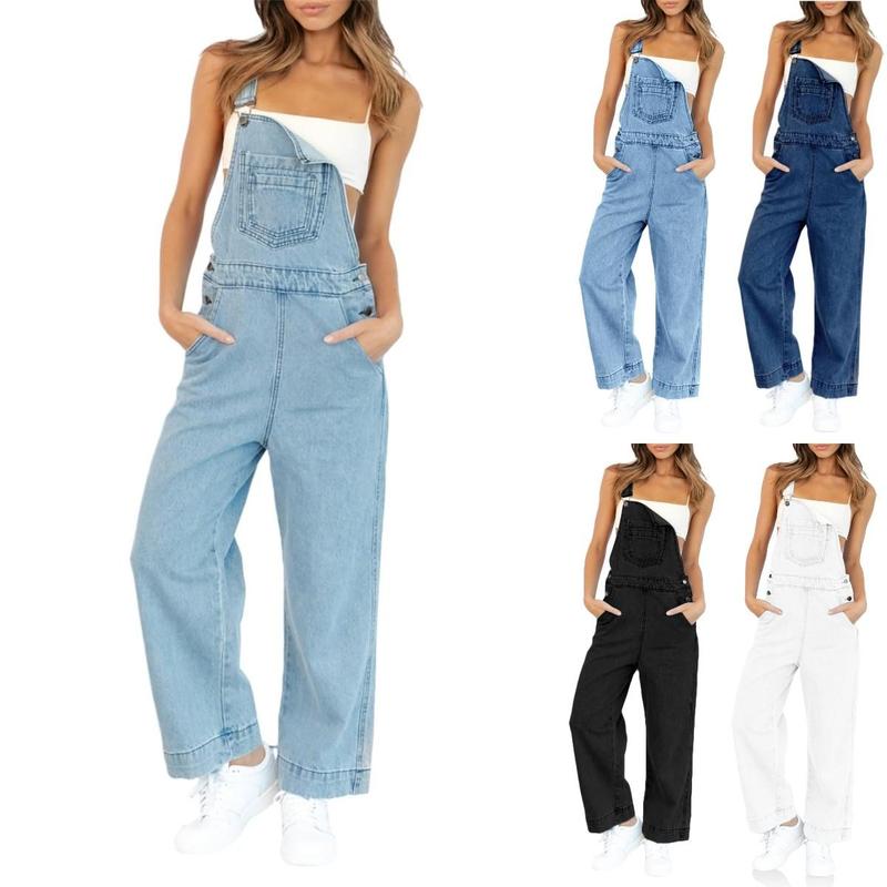 Yousify Womens Jean Bib Overalls Adjustable Casual One Piece Jumpsuits Revolt Juniors Stretch Wid