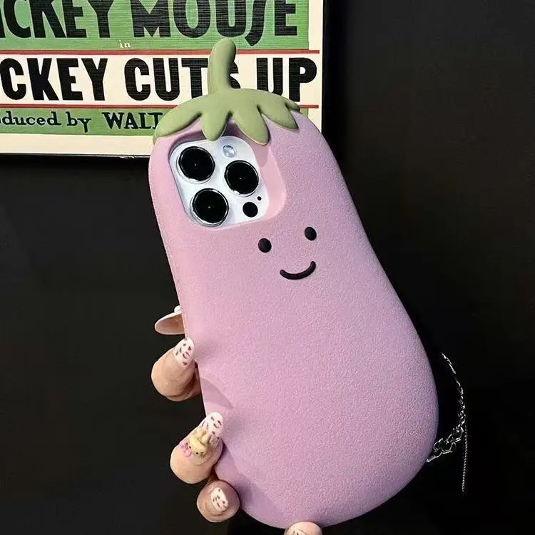 Purple Eggplant Case for iPhone 16 Pro Max,iPhone 15, 14, Silicone 13, Soft 12 Pro Max