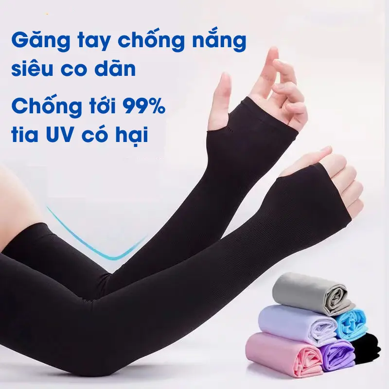 Combo 10 Đôi Găng Tay Chống Nắng Nam Nữ Xỏ Ngón Dày Dặn Chống Tia UV Chất Liệu Co Dãn Thoáng Khí