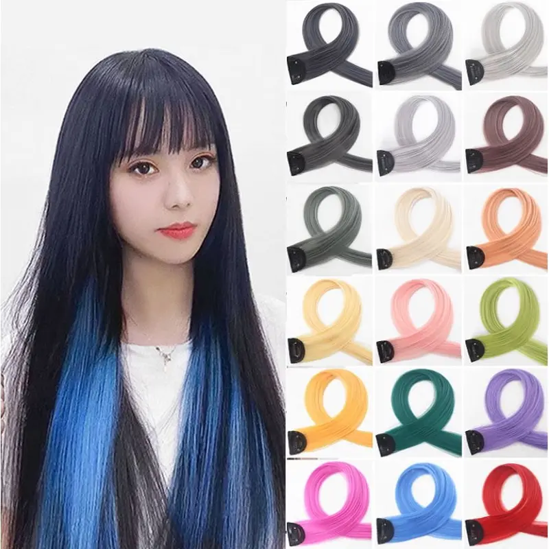 HIGHLIGHT WIG / HAIR CLIP RAMBUT PALSU WANITA ON / EXTENTION LURUS 50CM - 60CM tinsel  hair 2