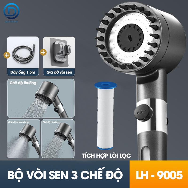Bộ vòi sen điều áp 3 chế độ kèm lõi lọc LH-9005 + bao gồm giá đỡ và ống nối 1.5m