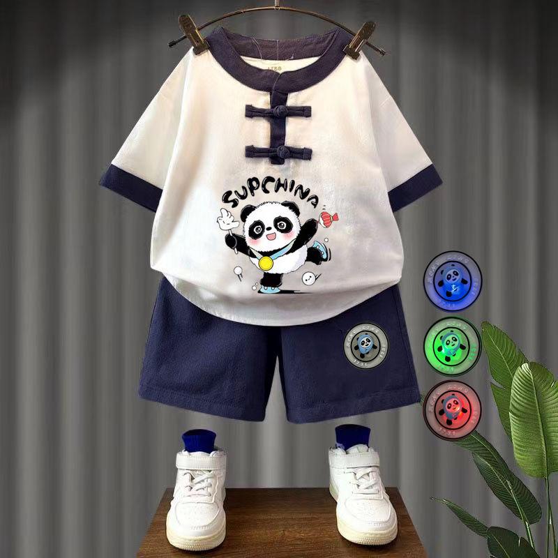 Product Introduction of Boy Han Chinese Clothing Suits Baby Luminous Two-Piece Pants Red CNY New Year Clothes Chinese Style Tang Suit 17