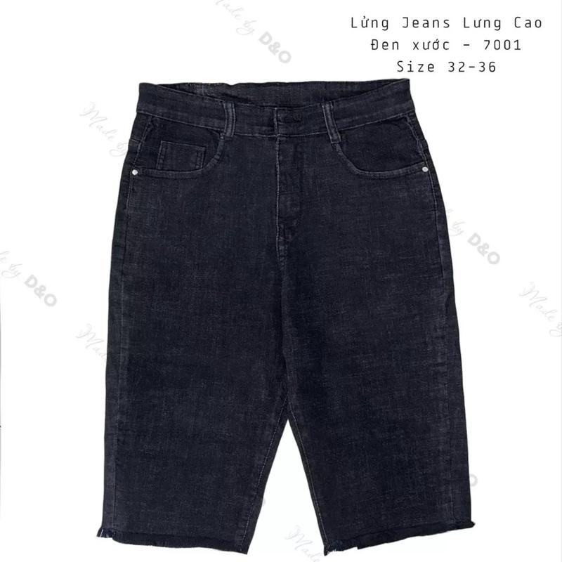   Bigsize 55-90kg  Quần Jean Ngố Lửng Bigsize Nữ  Màu Xám 7001 Lưng Cao Co Giãn Tốt Dài 50cm Pants Demin Women Quần Nữ 