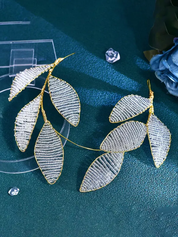Elegant Leaf Design Bridal Headwear, Artificial Crystal Decor Hair Hoop for Wedding Bridal Party Formal Occasions, Fashion Hair Accessories for Women 3