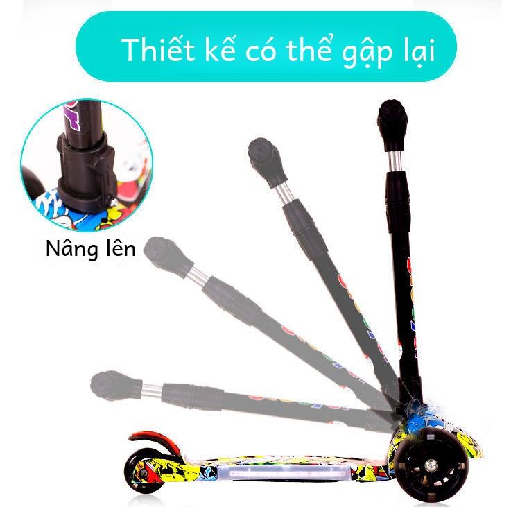 Product Introduction of Xe Tay Ga Trẻ Em, Đồ Chơi Ngoài Trời, Thích Hợp Cho Trẻ Em Từ 2-12 Tuổi, Có Thể Điều Chỉnh, Đèn Lung Linh, Bàn Đạp Có Thể Gập Lại Xe Xoắn 5