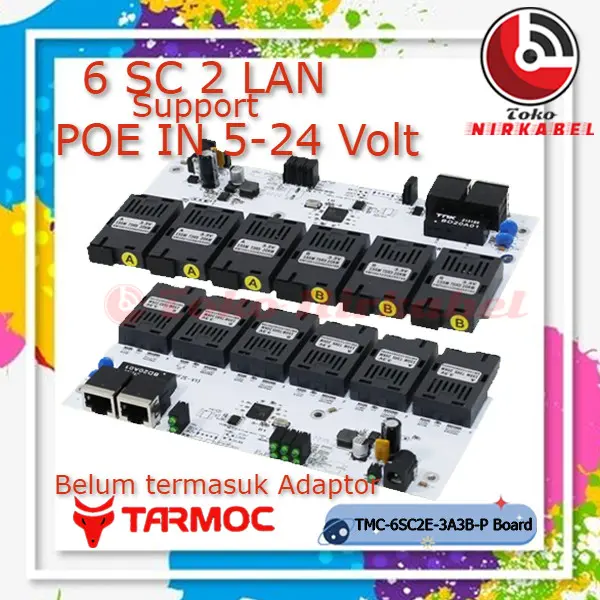 Tarmoc TMC-6SC2E-3A3B-P-PCBA | Media Converter Switch 6FO 2LAN / 6 FO 2 LAN 10/100Mbps POE IN 5-24 Volt | 6SC 2LAN / 6 SC 2 LAN 10/100 Mbps
