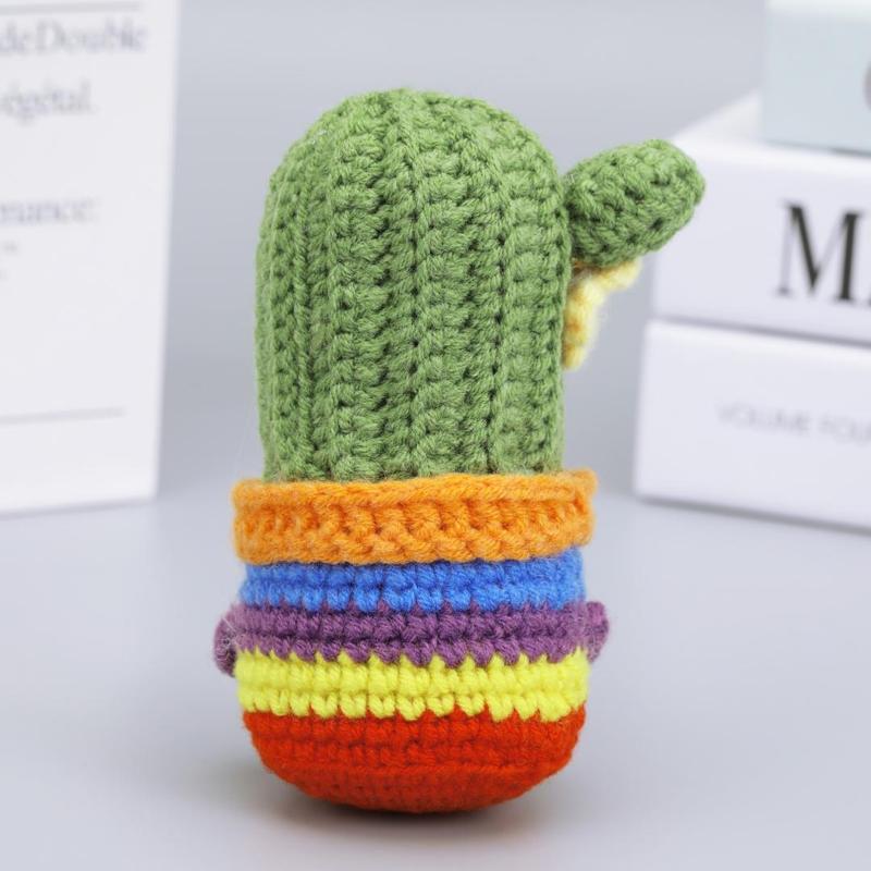 Product Introduction of Crochet Cactus Design Ornament, 1 Count Emotional Support Plant Themed Decoration, Creative Positive Home Decor for Living Room Bedroom Office 4