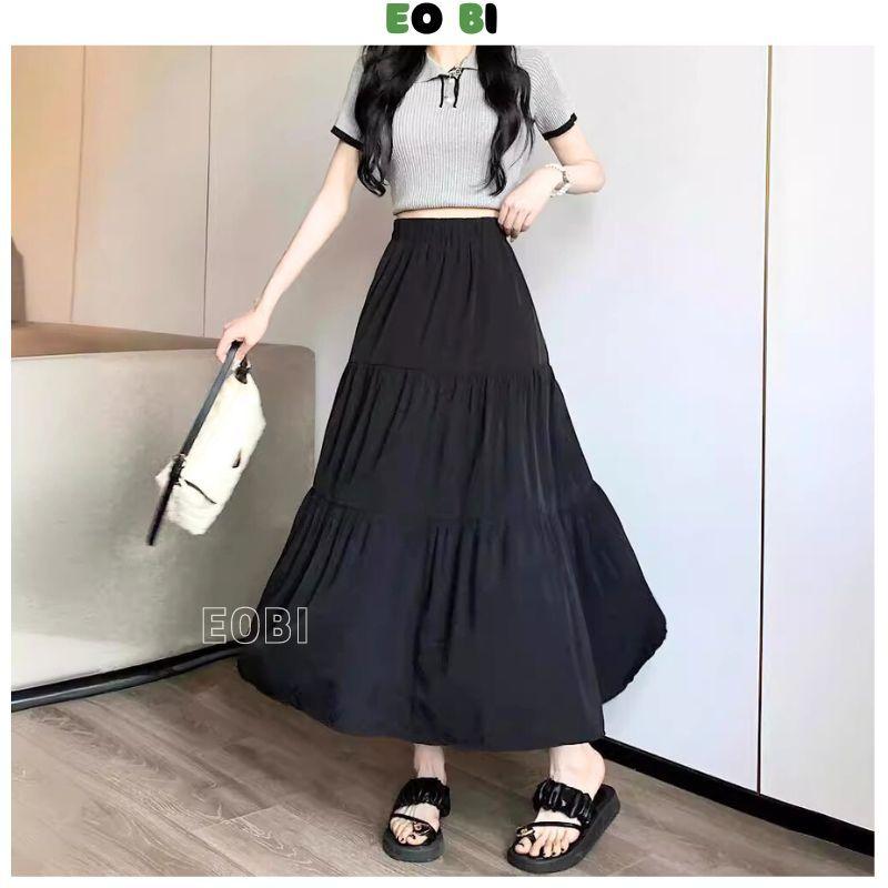 Chân váy tiểu thư xoè dáng dài, Chân váy lưng thun cạp thiết kế 3 tầng xinh xắn kiểu dáng ulzzang - EOBI Nữ Women 7