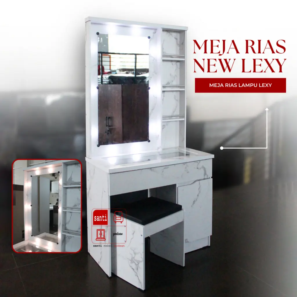 Meja Rias Lampu Minimalis Full putih lexy