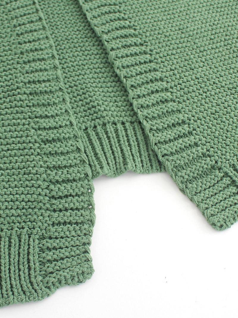 Product Introduction of Women's Plain Cable Knit Drop Shoulder  Cardigan, Casual Long Sleeve Open Front Knitwear for Spring & Fall, Fashion Women's Knit Clothing for Daily Wear 4