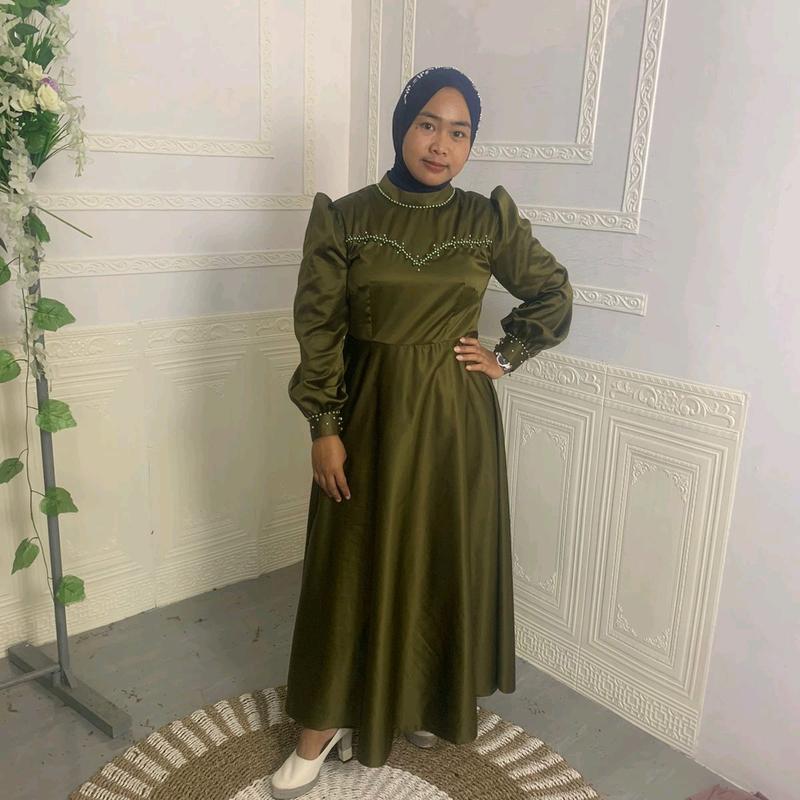 claudy dress satin premium - gaun pesta muslimah gaun kondangan dress wanita muslimah dress kondangan lamaran terlaris Nyaman 5