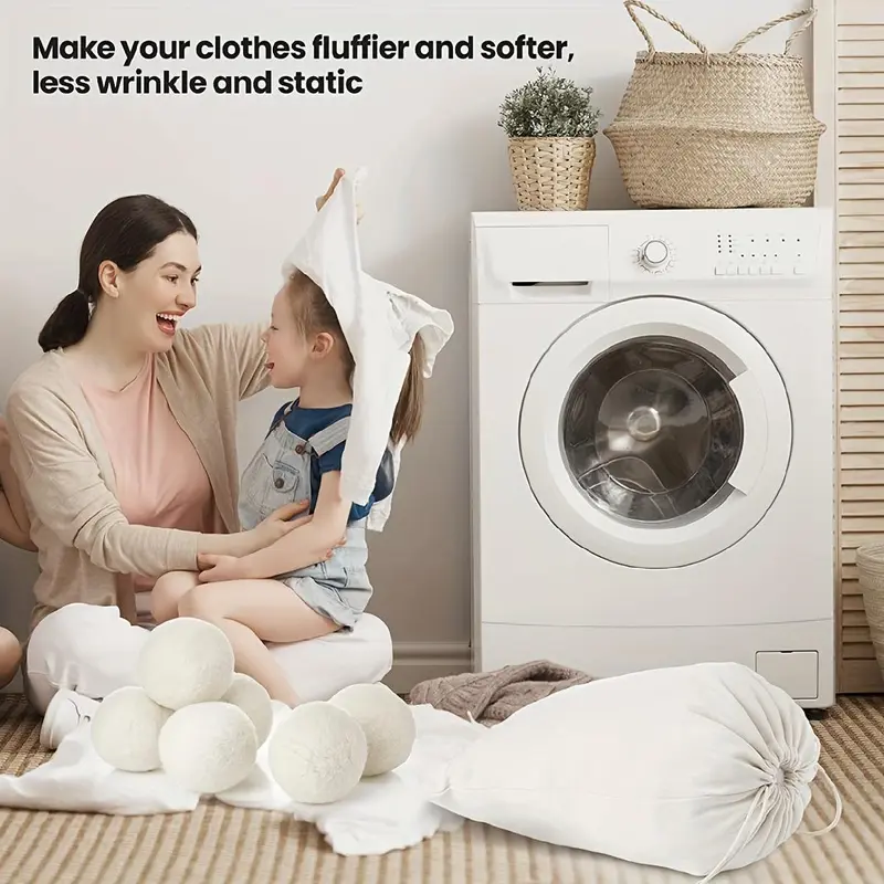Organic Wool Dryer Ball, 2 Counts Reusable Natural Laundry Ball, Fabric Softener, Wool Dryer Ball for Home Laundry Room 4