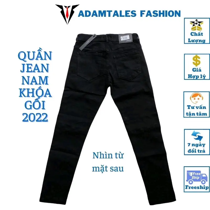 Quần Jean nam skinny rách gối phối khóa màu đen ATF-001 vải co giãn bó gấu phù hợp cho các bạn trẻ học sinh sinh viên phong cách trẻ trung hiện đại 5