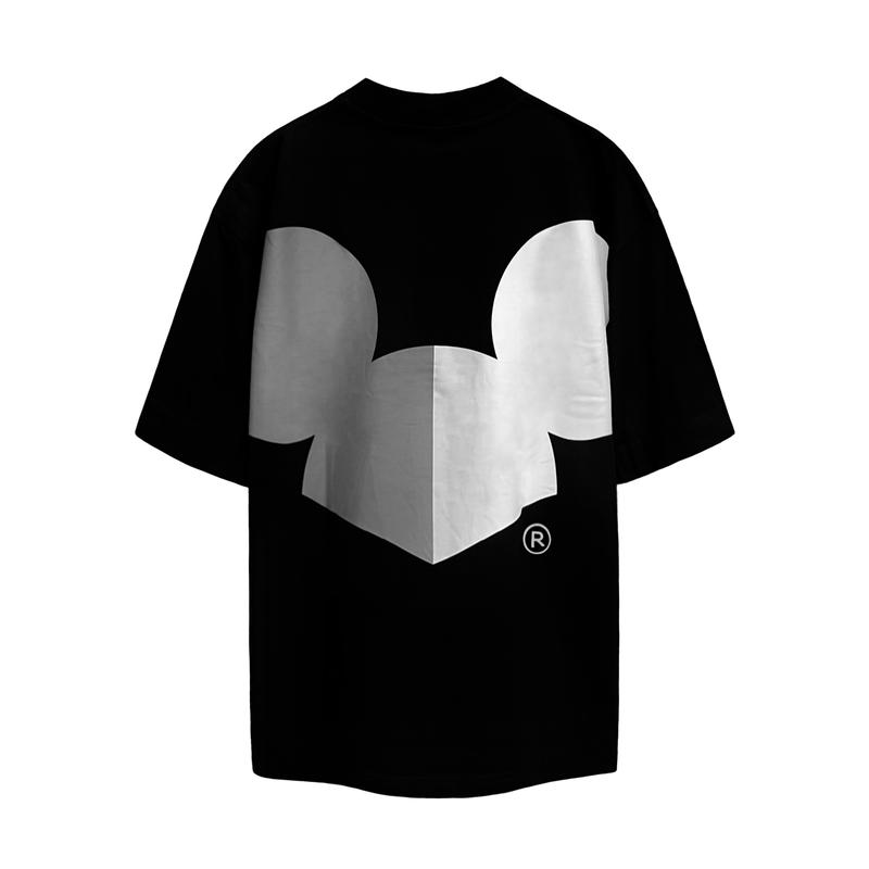  TEE BIG LOGO đen - ÁO THUN cotton basic CHUỘT TRẮNG 