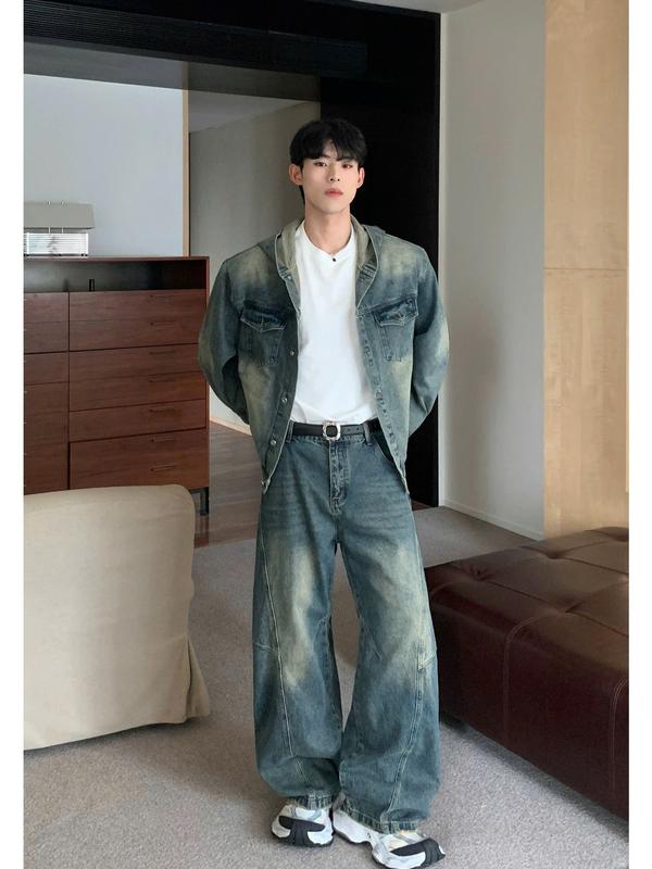 LITER STUDIO Set Denim Jacket Wash Form Boxy Unisex .Áo Khoác Denim Có Nón, Quần Baggy Ống Rộng. 6