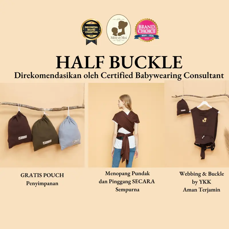 Mere et Moi Gendongan Newborn Kombinasi Mehdai dan SSC - HALF BUCKLE - Anti Pegal dan ALL SIZE Gendong Bayi 2