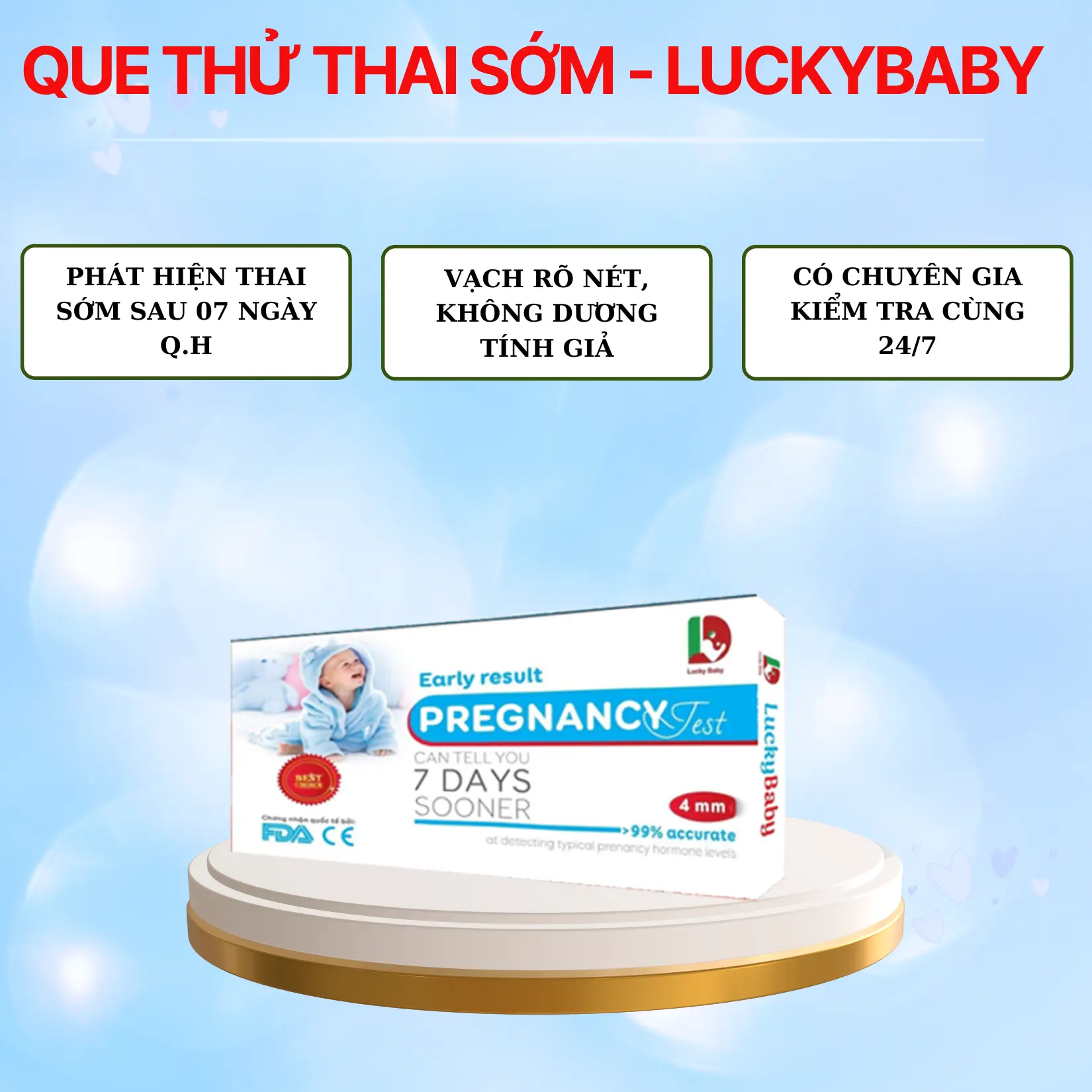 Que thử thai sớm phát hiện thai sau 6 ngày. Nói không với dương tính giả.
