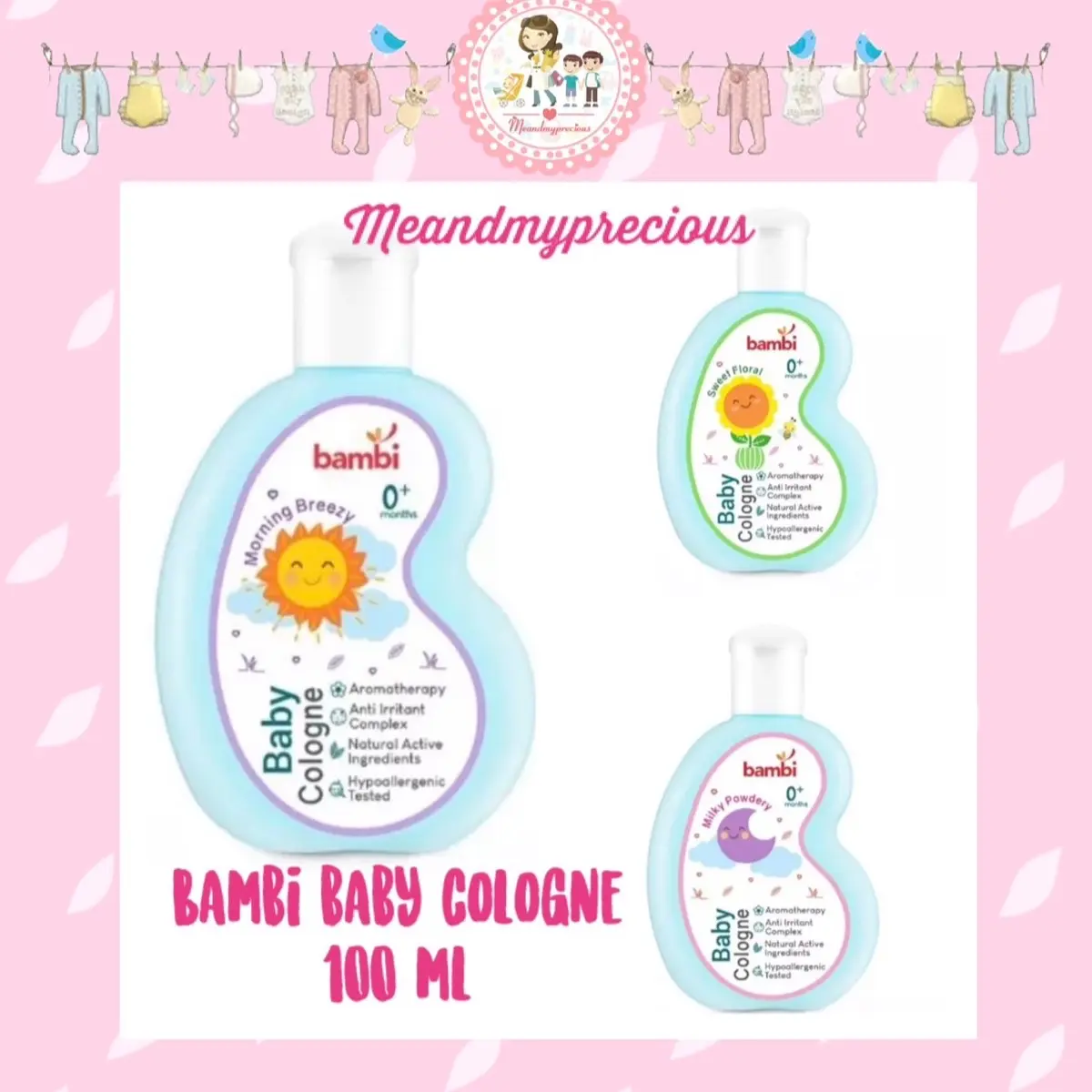 MMP - Bambi Baby Cologne Sweet Floral Morning Breezy Milky Powdery 100ml / Parfume Bayi FREE bubblewrap