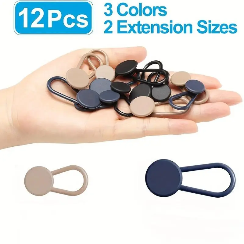 Silicone Button, 12pcs No Sew Instant Extender Button for Men and Women, Pants Waist Extension Button for Jeans Pants Collar 3