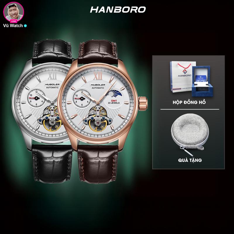 Đồng Hồ Cơ HANBORO [2830] 8823 Chính Hãng | Tặng kèm bóp đựng đồng hồ