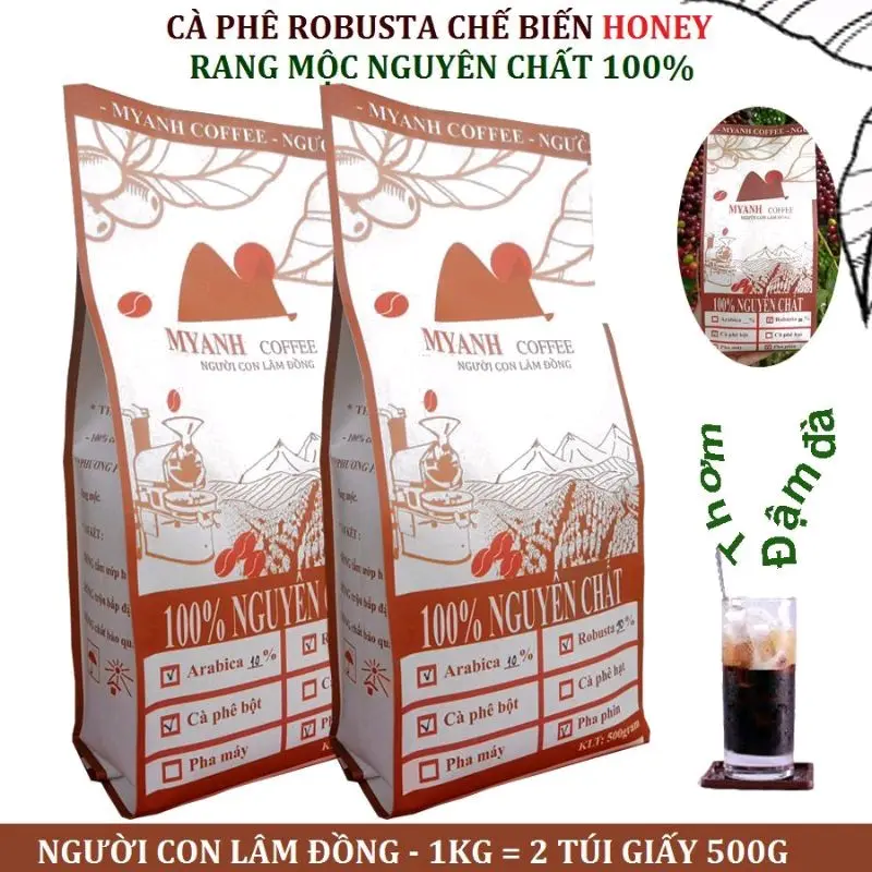 1kg Cà phê Arabica rang mộc nguyên chất Hữu cơ Vị trái cây Không đường Coffee Cafe