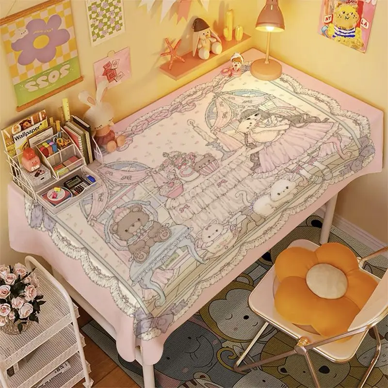 Khăn trải bàn hình trái tim Lolita Chính Hãng Dễ Thương và nữ tính, Thích hợp cho ký túc xá, Bàn trang điểm, Bàn trang điểm, Đồ Trang Trí phòng ngủ, Vải năm 2025, Nhận xét tích cực 5065 3