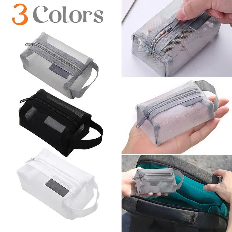 Túi lưu trữ lưới Nylon, cầm tay, dung lượng lớn, túi Giặt, túi Sắp Xếp mỹ phẩm, thích hợp cho du lịch 2